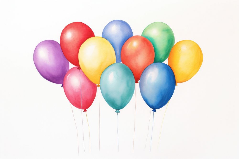 Dozen colourful balloon drawing anniversary celebration. AI generated Image by rawpixel.