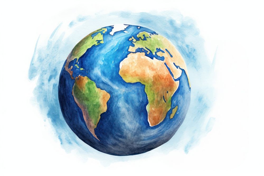 Planet earth drawing sphere globe. AI generated Image by rawpixel.