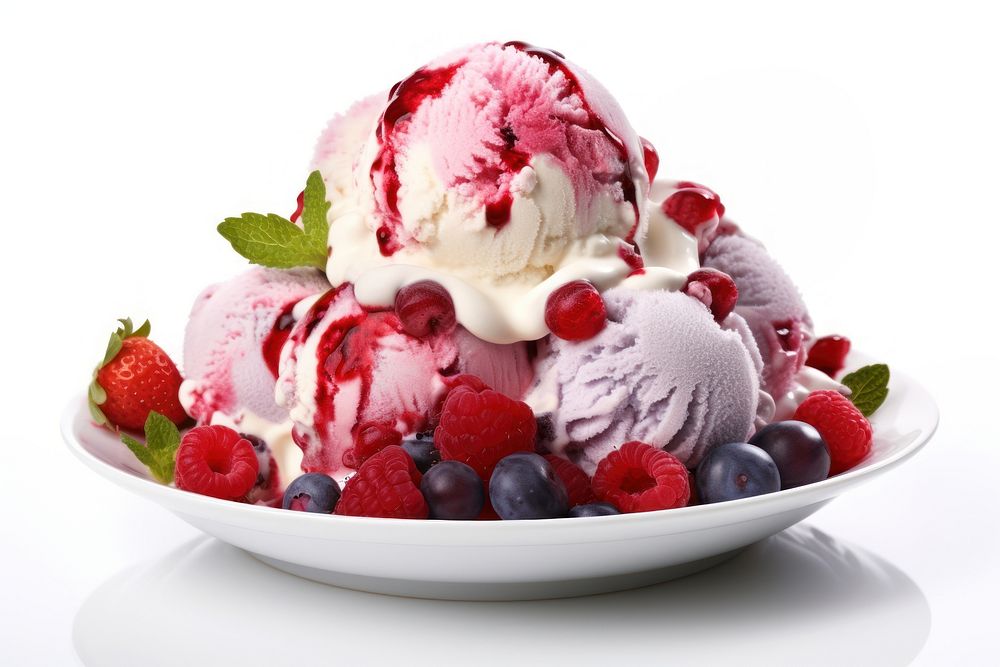 Ice cream dessert sundae berry. AI generated Image by rawpixel.