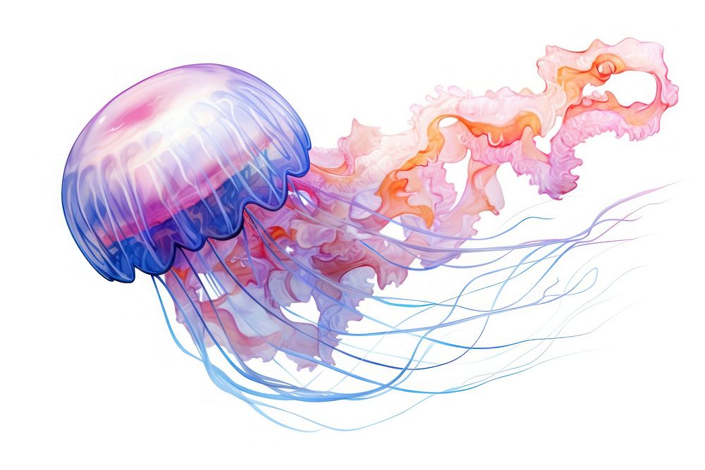 Jelly fish jellyfish white background invertebrate. AI generated Image by rawpixel.