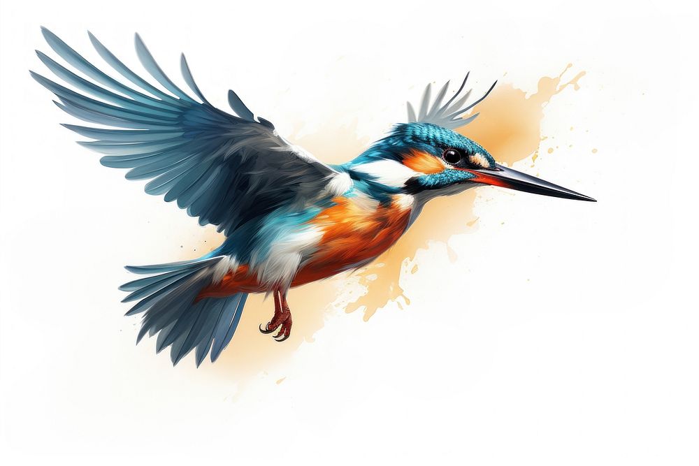 Kingfisher drawing animal flying. AI | Free Photo Illustration - rawpixel