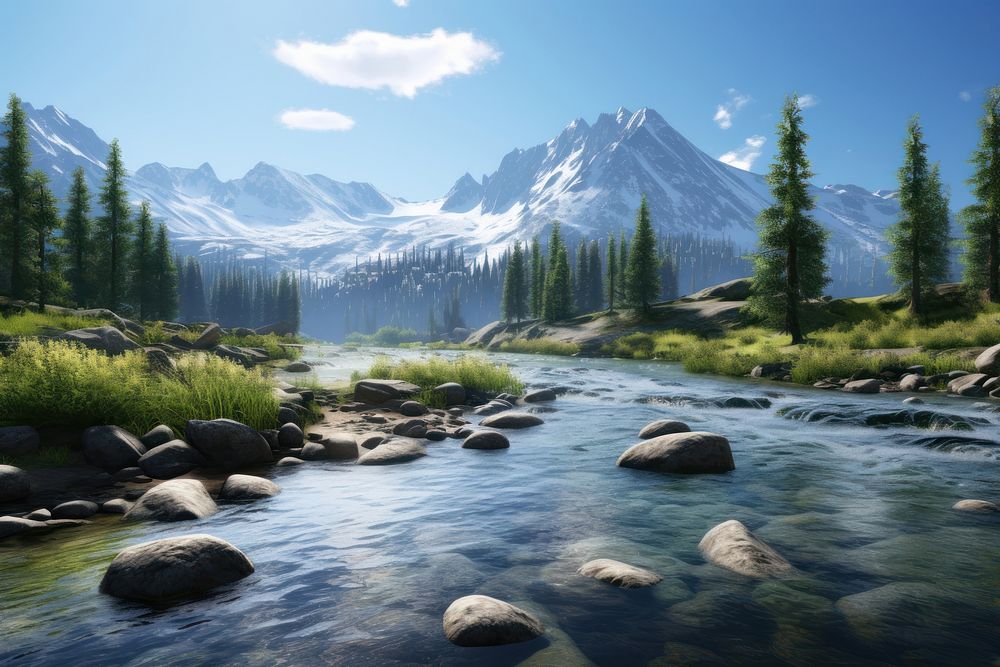 Mountain lake wilderness landscape outdoors. AI generated Image by rawpixel.