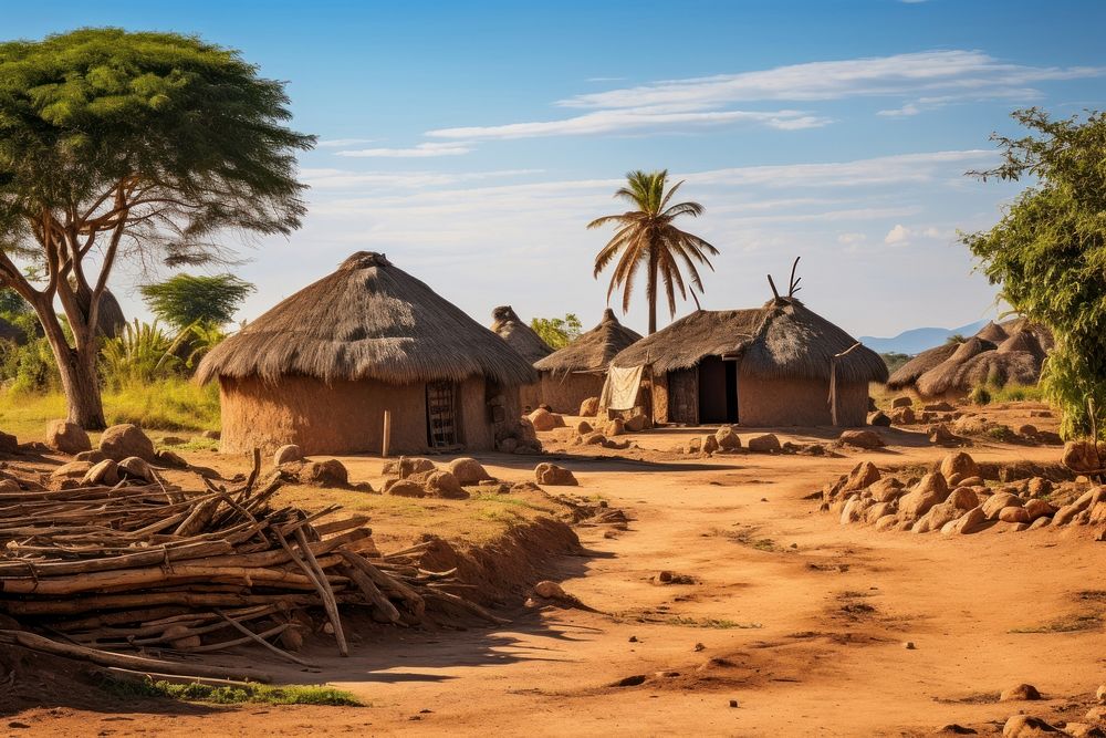 African village landscape outdoors nature. AI generated Image by rawpixel.