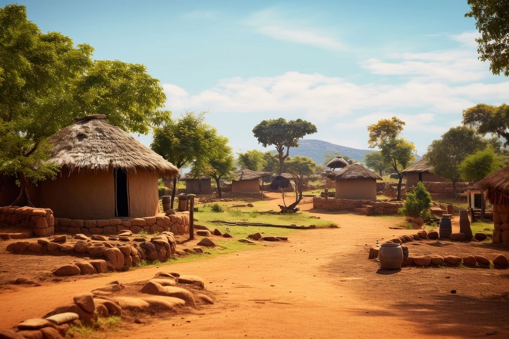 African village landscape outdoors nature. 