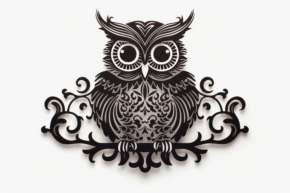 Owl art white background representation. AI generated Image by rawpixel.