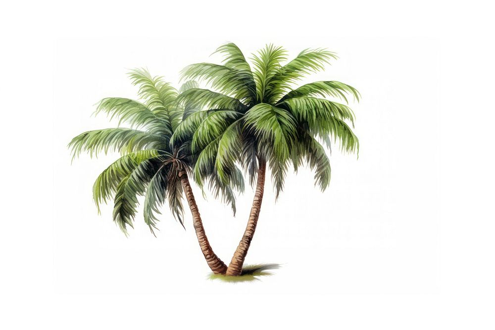 Palm tree plant white background freshness. AI generated Image by rawpixel.