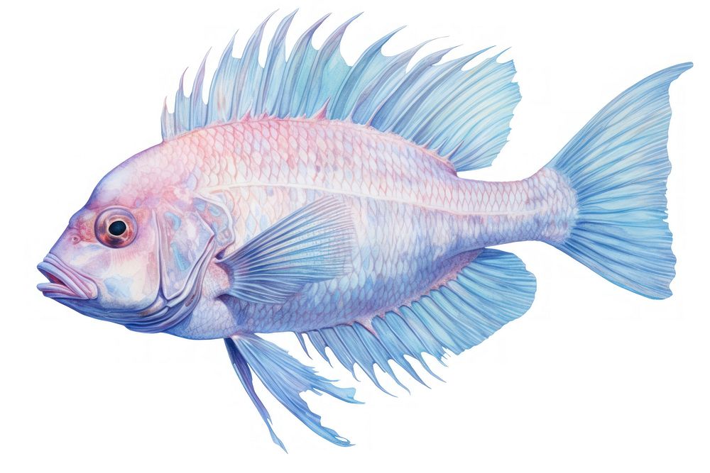 Deep sea fish drawing animal white background. AI generated Image by rawpixel.
