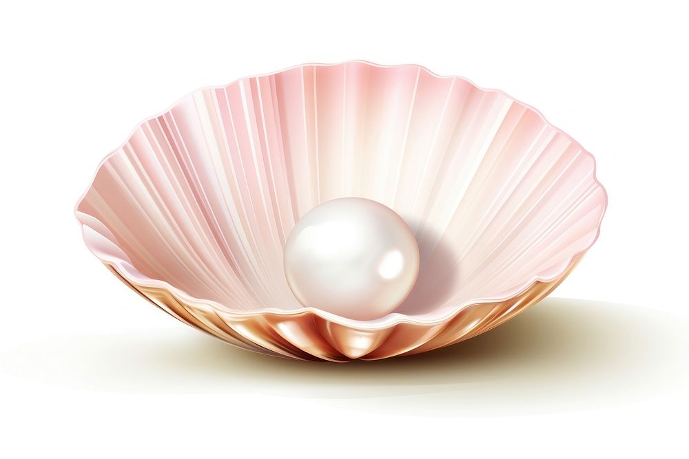 Pearl shell seashell jewelry white background. AI generated Image by rawpixel.