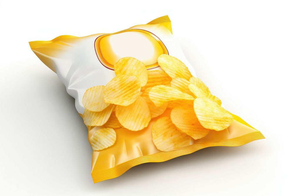 Potato chips snack food white background. AI generated Image by rawpixel.