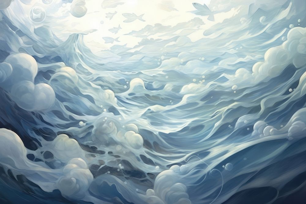 Sea painting nature ocean. AI generated Image by rawpixel.