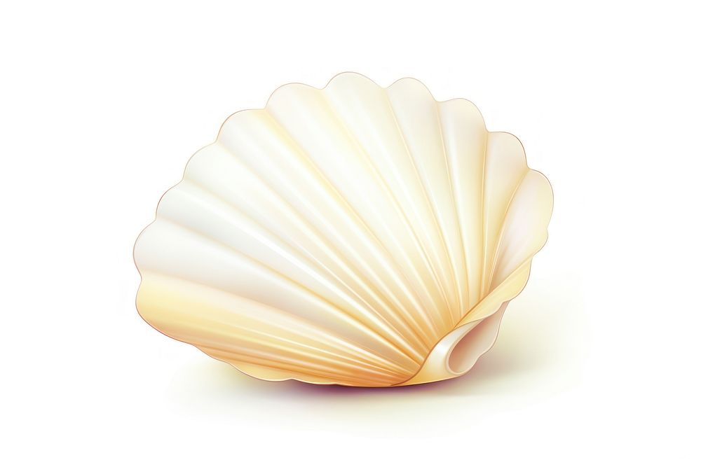 Seashell clam white background invertebrate. | Free Photo Illustration