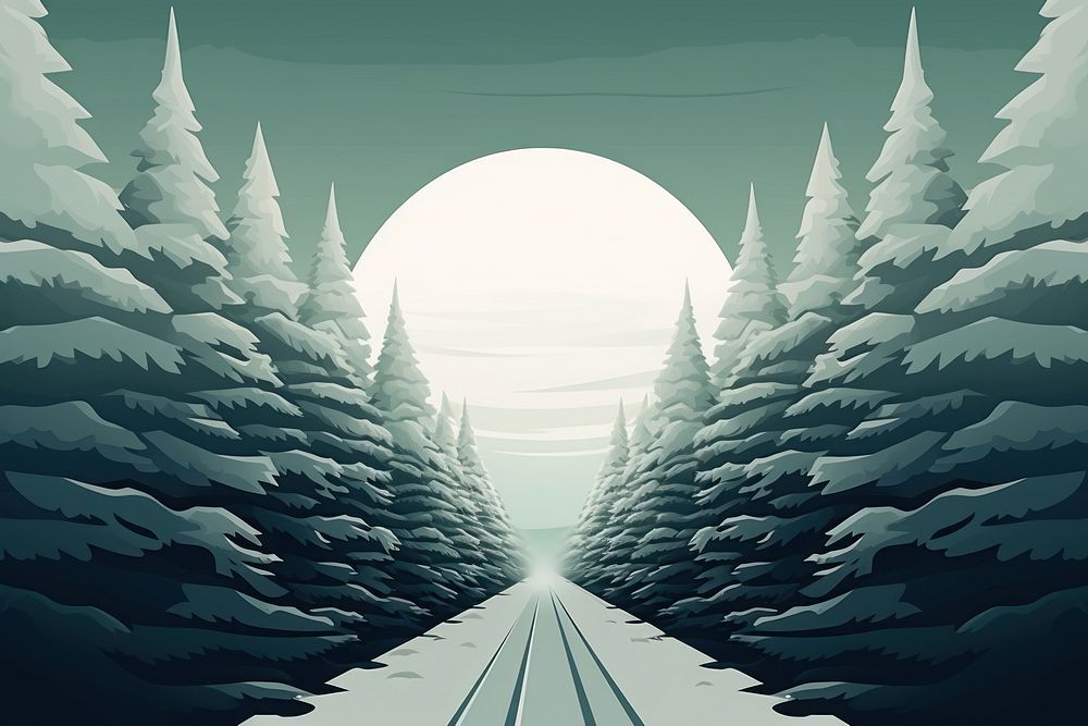 Pine tree tunnel landscape nature plant. AI generated Image by rawpixel.