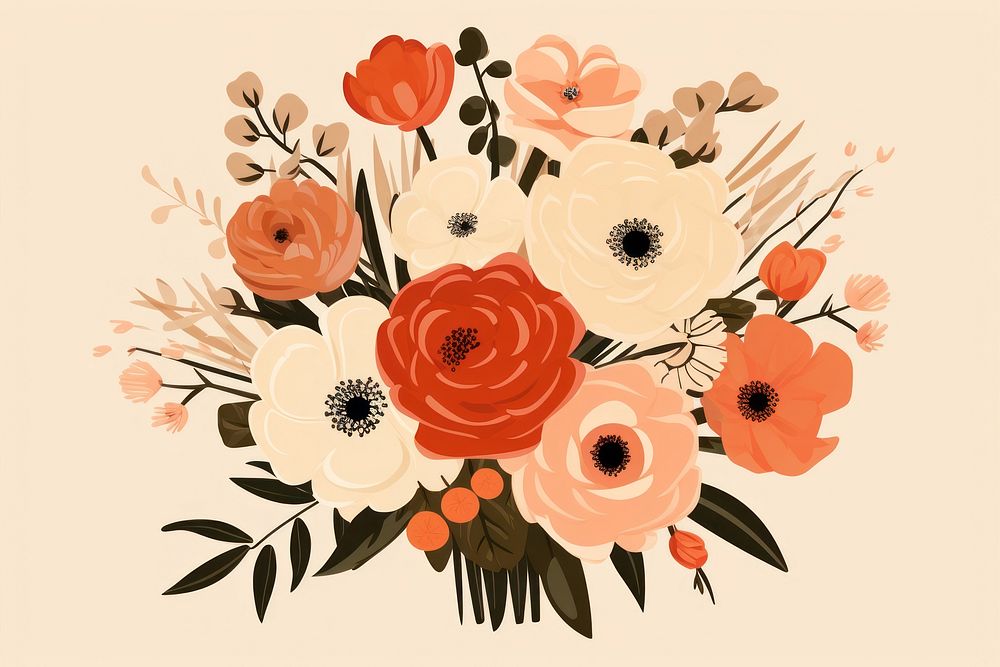 Flower bouquet flower painting pattern. AI generated Image by rawpixel.