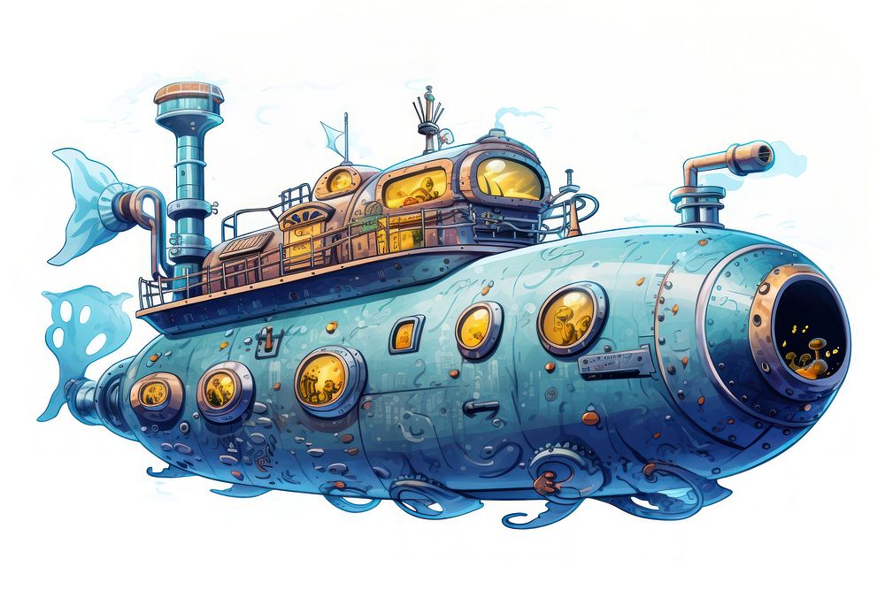 Submarine vehicle transportation shipwreck. AI generated Image by rawpixel.