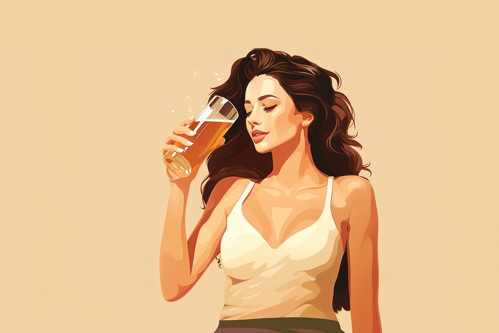 Beer drinking adult woman. 