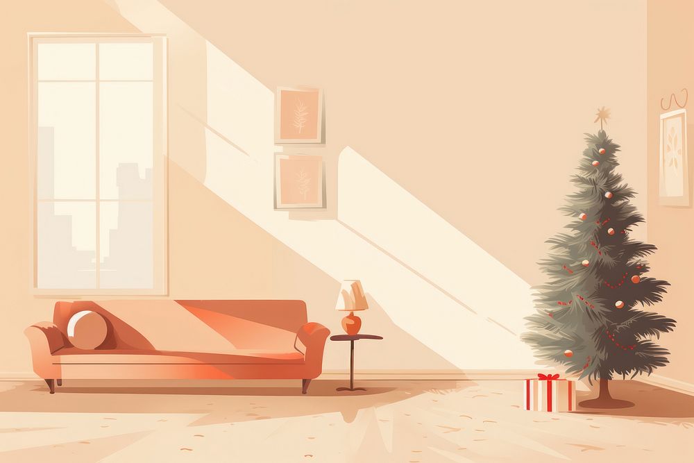 Christmas room architecture furniture plant. AI generated Image by rawpixel.