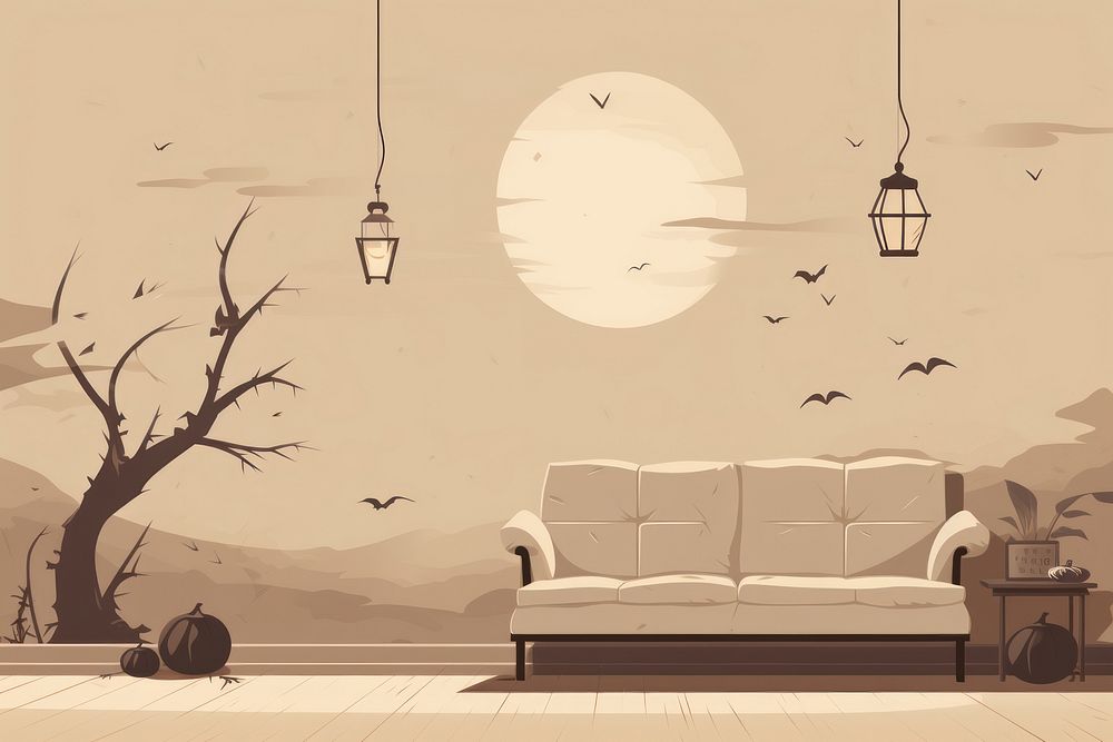 Halloween decoration room architecture furniture wall. AI generated Image by rawpixel.
