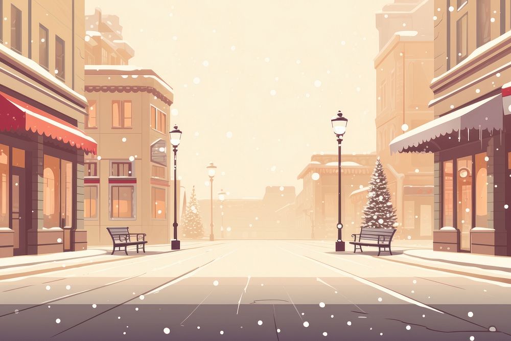 Christmas street outdoors winter snow. AI generated Image by rawpixel.