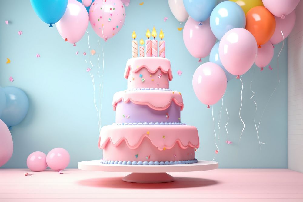 Birthday party cake dessert balloon. AI generated Image by rawpixel.