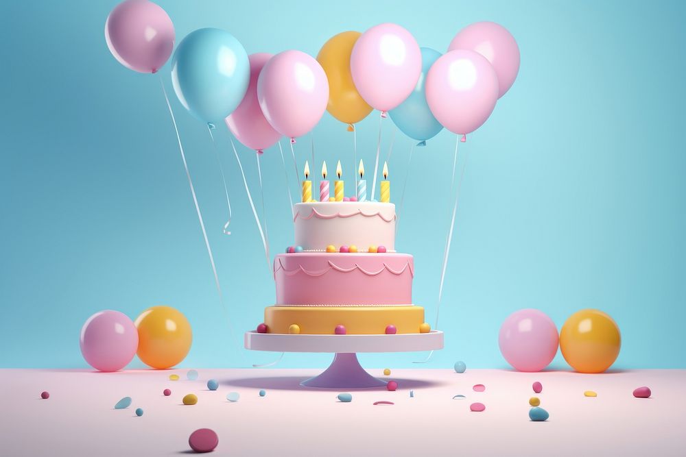 Birthday party cake dessert balloon. AI generated Image by rawpixel.