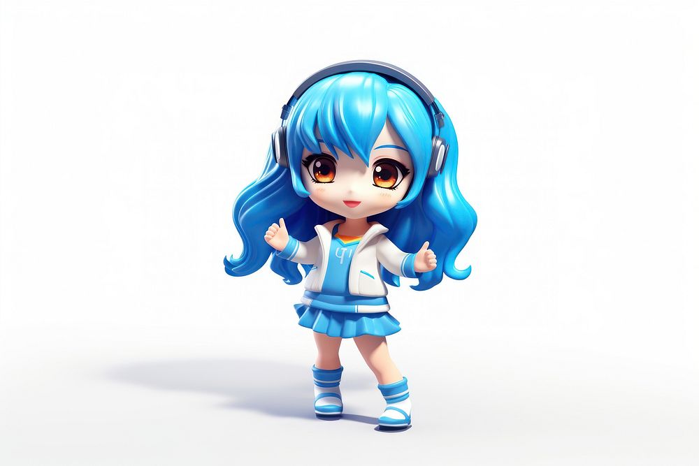 Girl idol singer cartoon cute blue. AI generated Image by rawpixel.