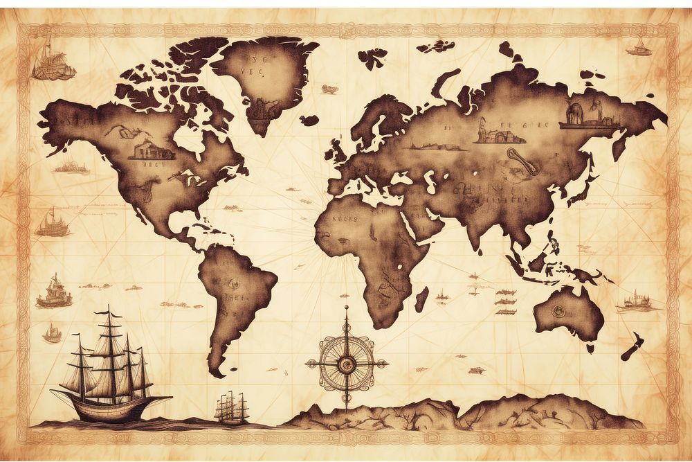 World map Vintage backgrounds drawing world. AI generated Image by rawpixel.