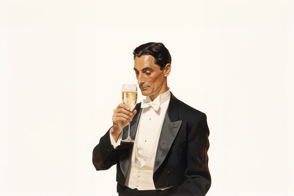 Champagne drinking portrait adult. AI generated Image by rawpixel.