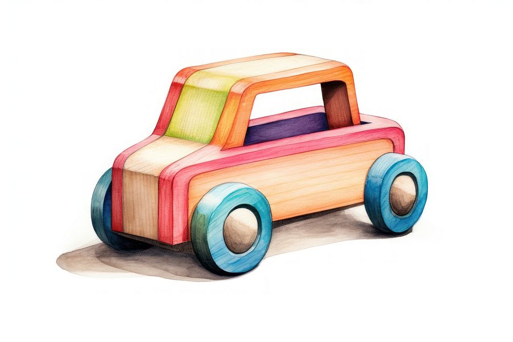 Toy car vehicle drawing white background. AI generated Image by rawpixel.