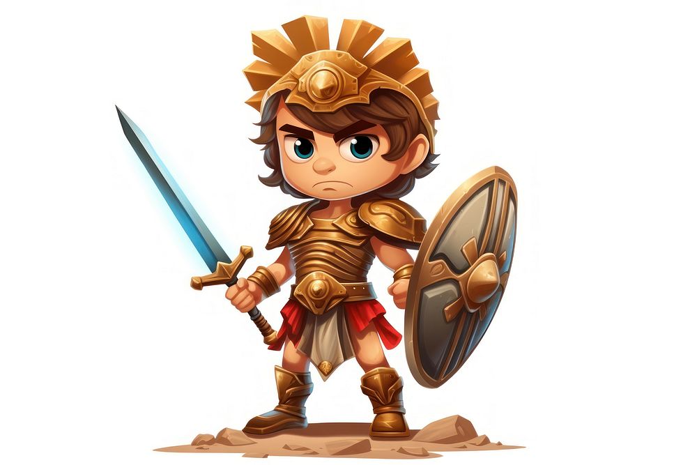 Warrior cartoon white background representation. AI generated Image by rawpixel.