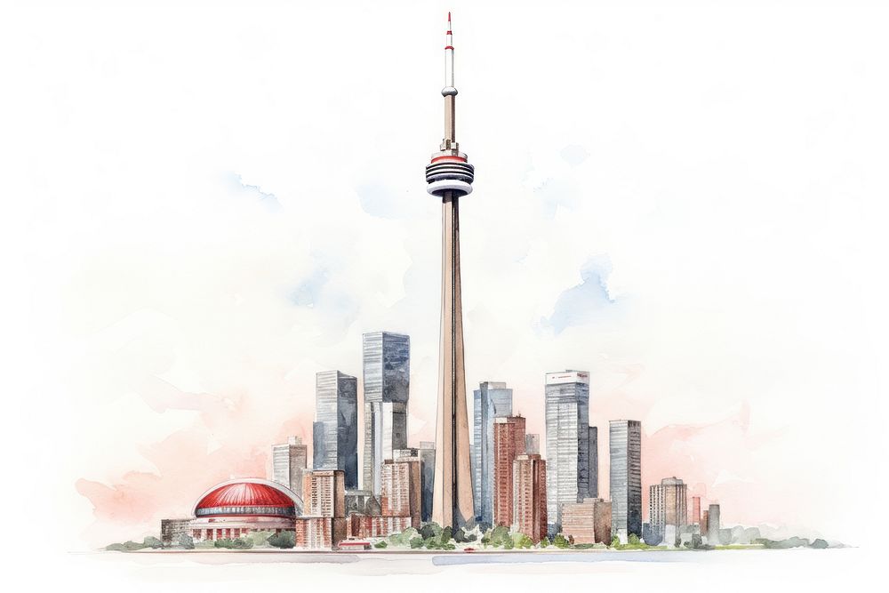 Toronto tower architecture building landmark. AI generated Image by rawpixel.