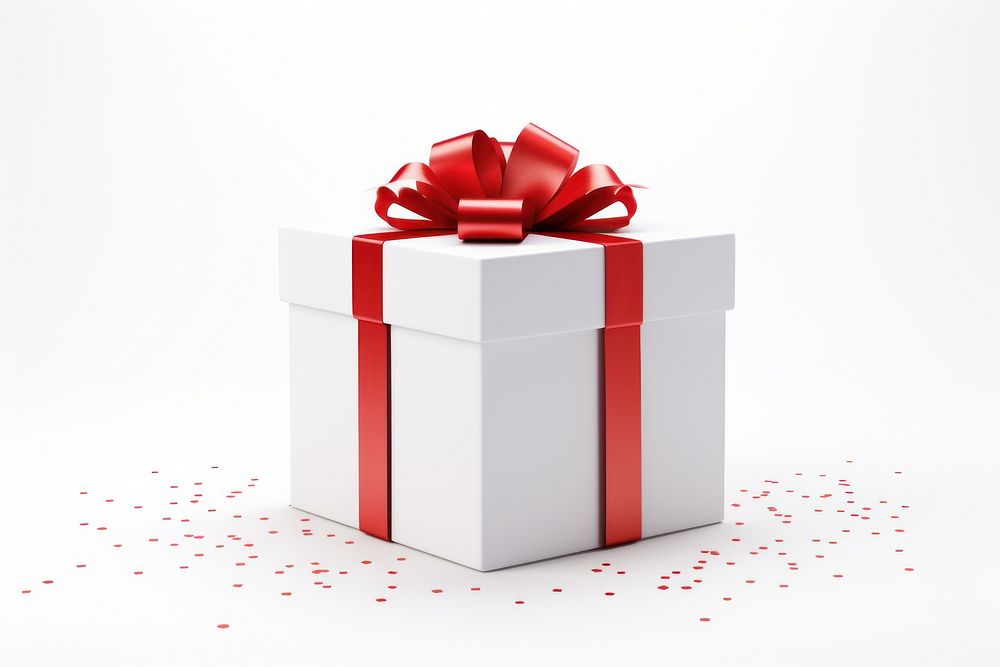 Gift box bow red white background. AI generated Image by rawpixel.