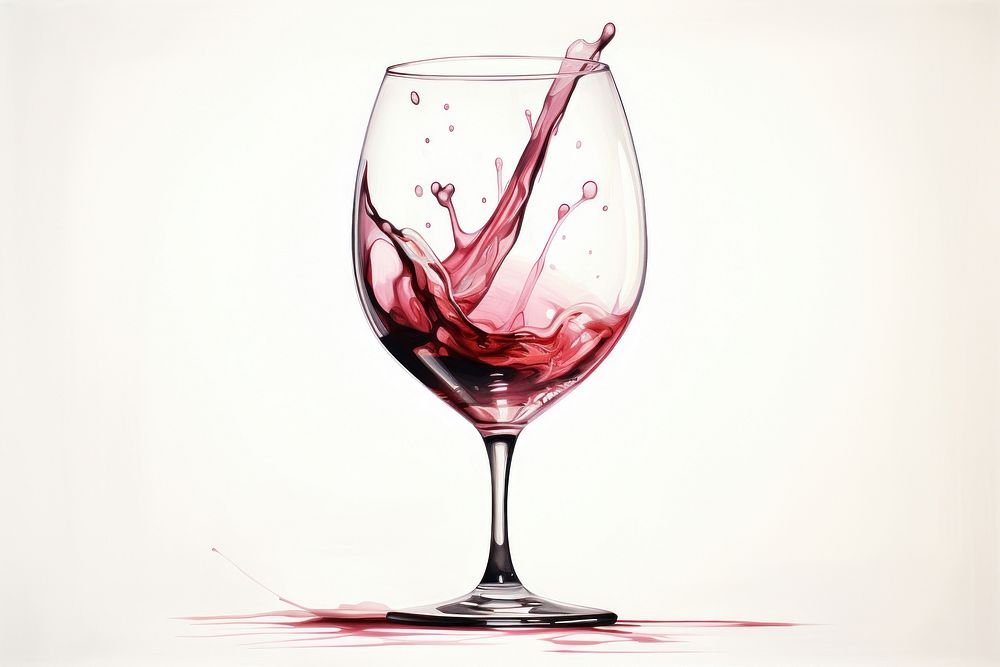 Wine glass wine drawing. AI generated Image by rawpixel.