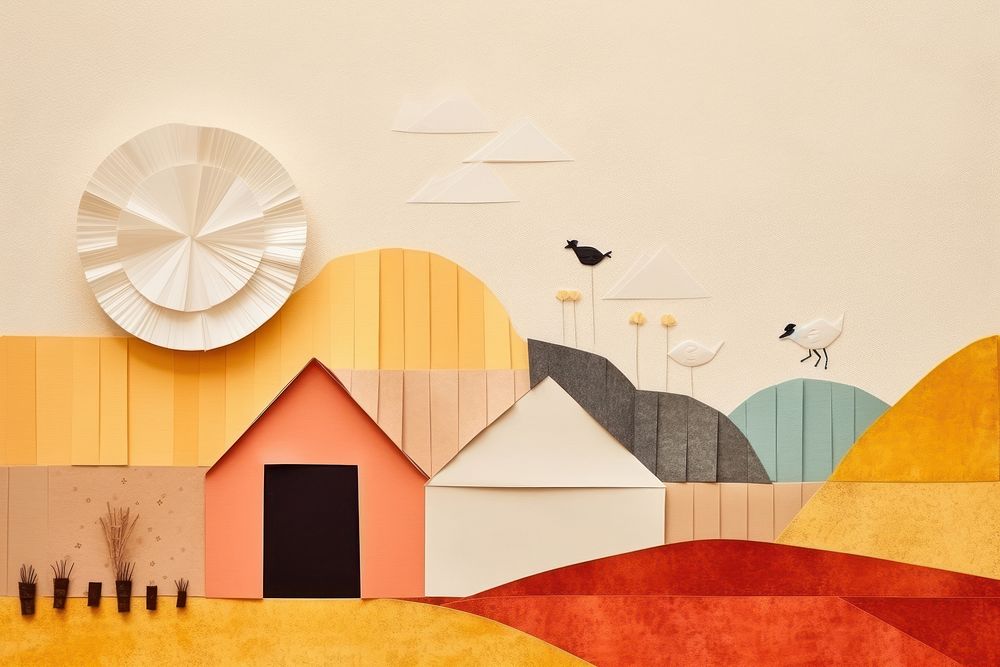 Farm architecture painting nature. AI generated Image by rawpixel.