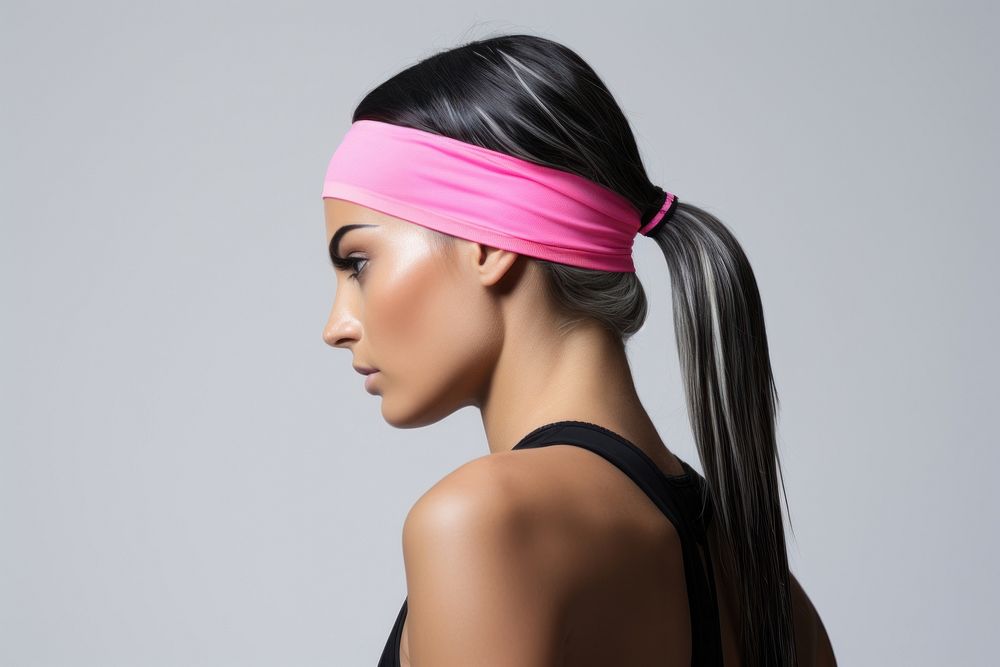 Woman wearing a sport headband sports adult pink. AI generated Image by rawpixel.