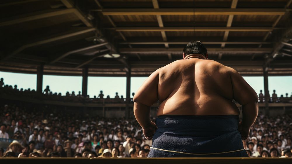 Japanese sumo sports adult back. AI generated Image by rawpixel.