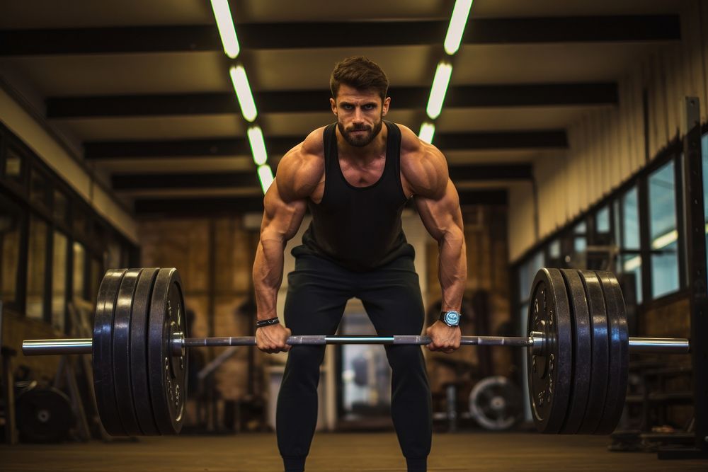 Barbell workout gym deadlift sports. AI generated Image by rawpixel.