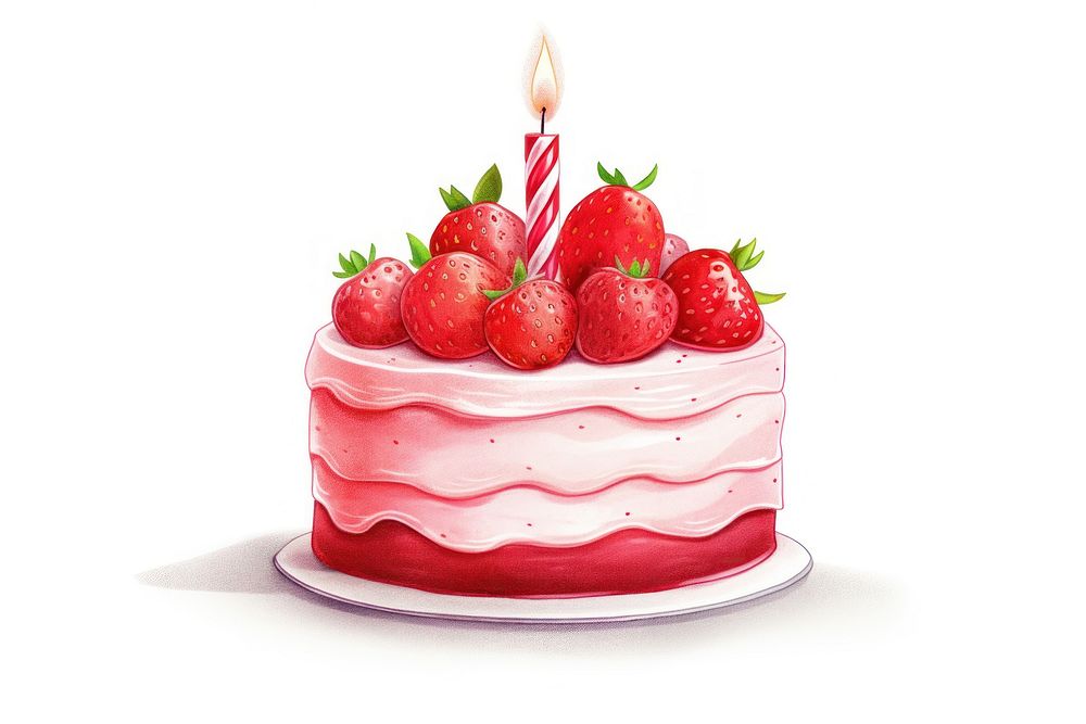 Strawberry birthday cake dessert fruit cream. AI generated Image by rawpixel.