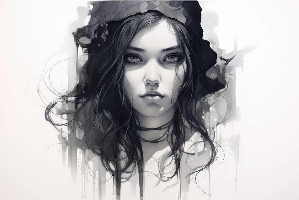 Girl drawing portrait sketch. AI generated Image by rawpixel.