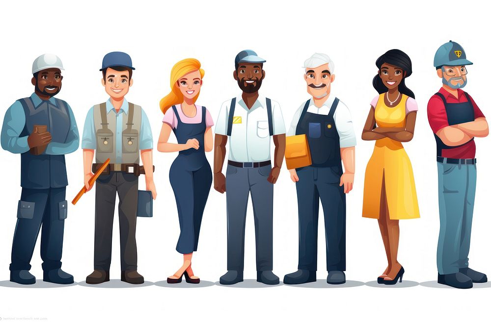 Diverse worker adult white background togetherness. AI generated Image by rawpixel.