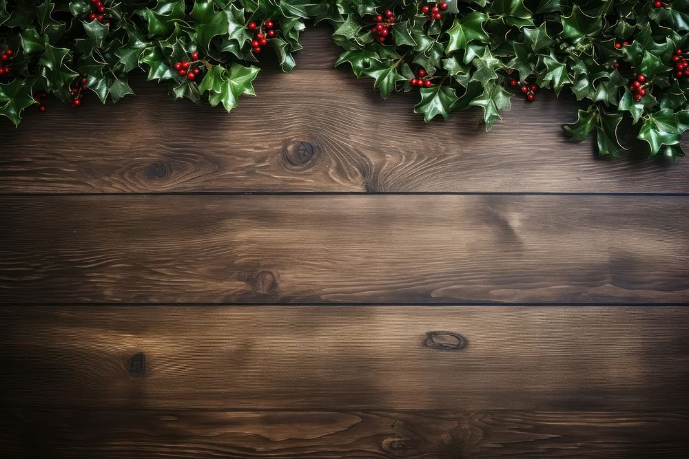 Christmas wooden floor backgrounds hardwood plant. AI generated Image by rawpixel.