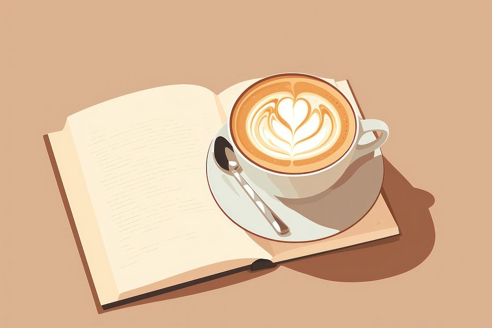 Latte coffee drink book. AI generated Image by rawpixel.