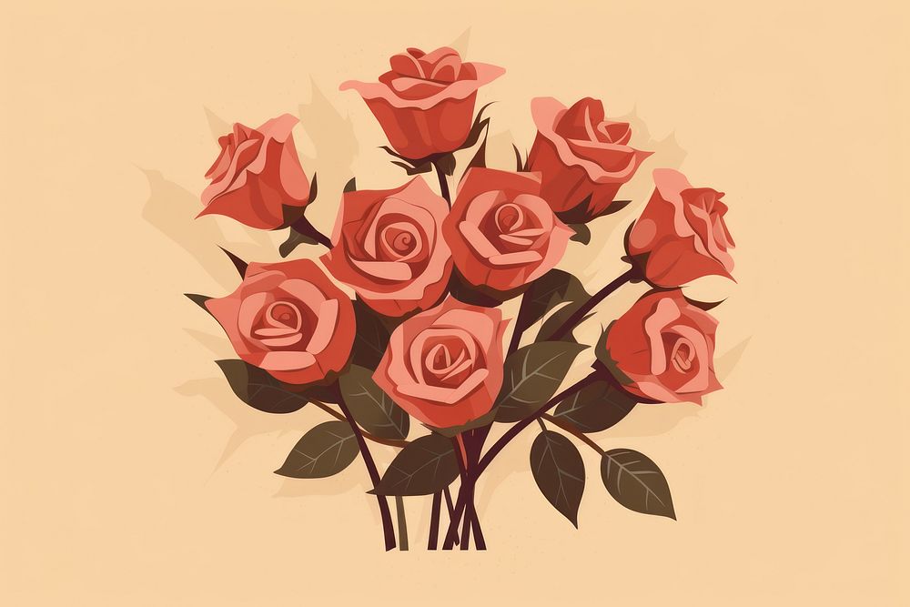 Rose bouquet painting flower plant. AI generated Image by rawpixel.