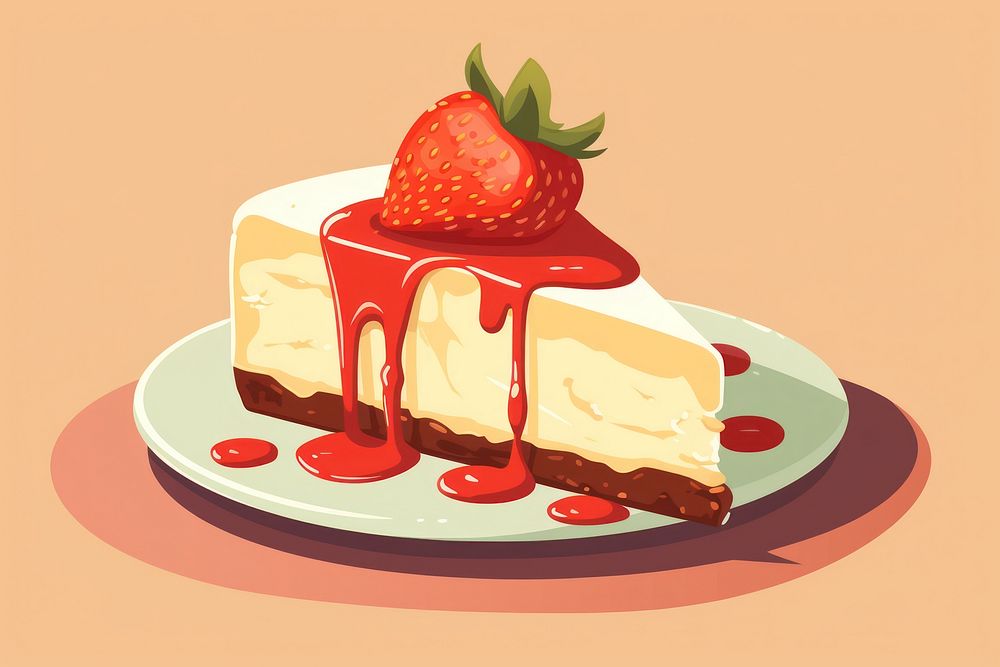 Cheesecake strawberry dessert cream. AI generated Image by rawpixel.