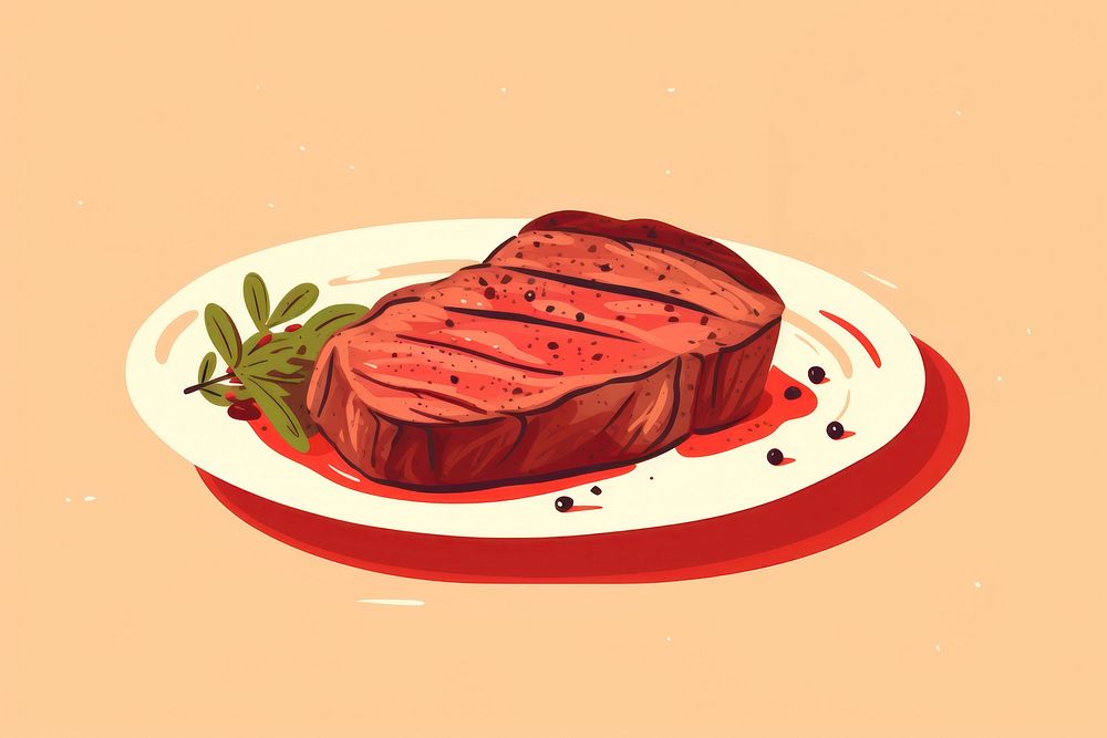 Steak food plate meat. AI generated Image by rawpixel.