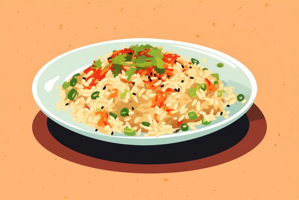 Fried rice plate food vegetable. AI generated Image by rawpixel.