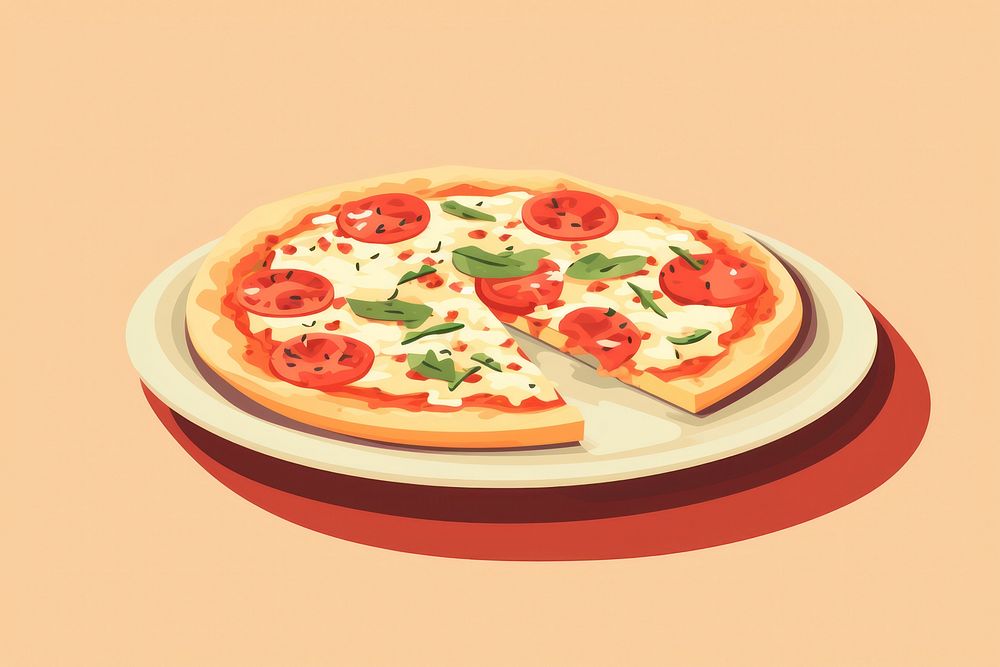 Pizza plate food mozzarella. AI | Free Photo Illustration - rawpixel