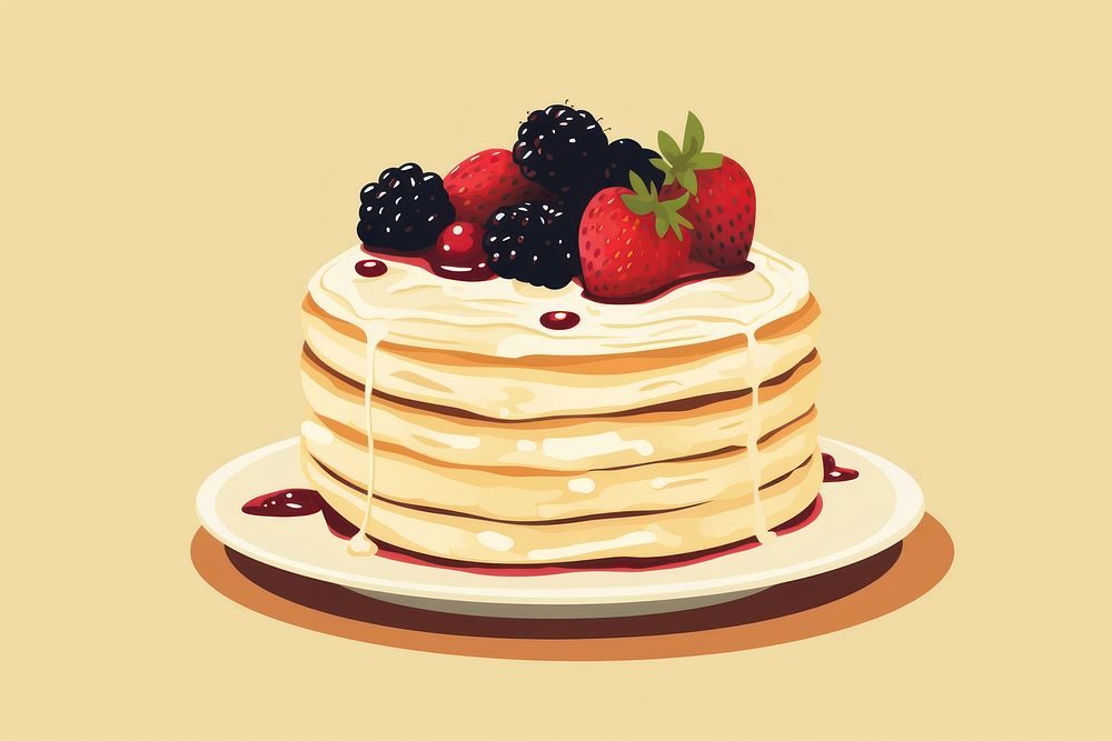 Crepe cake berry dessert pancake. AI generated Image by rawpixel.