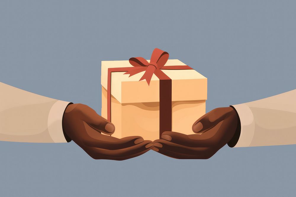 Gift box holding hand celebration. AI generated Image by rawpixel.
