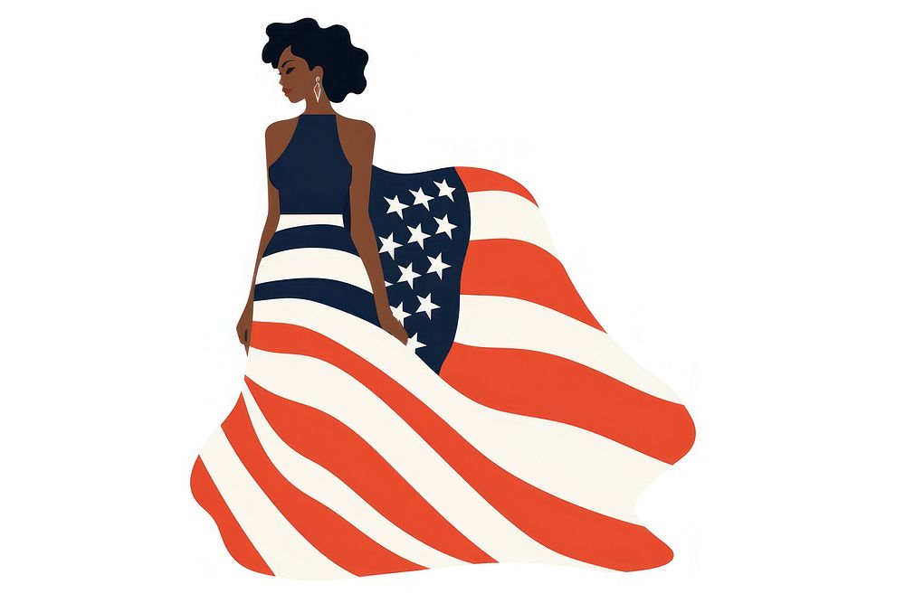 Woman usa dress flag white background independence. AI generated Image by rawpixel.