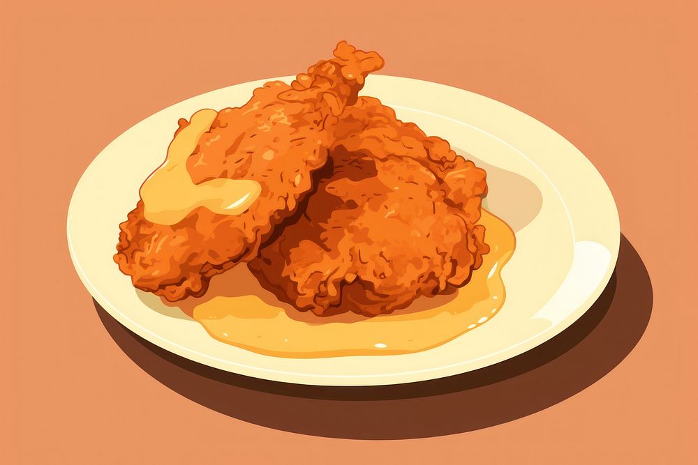 Fried chicken plate food meal. AI generated Image by rawpixel.